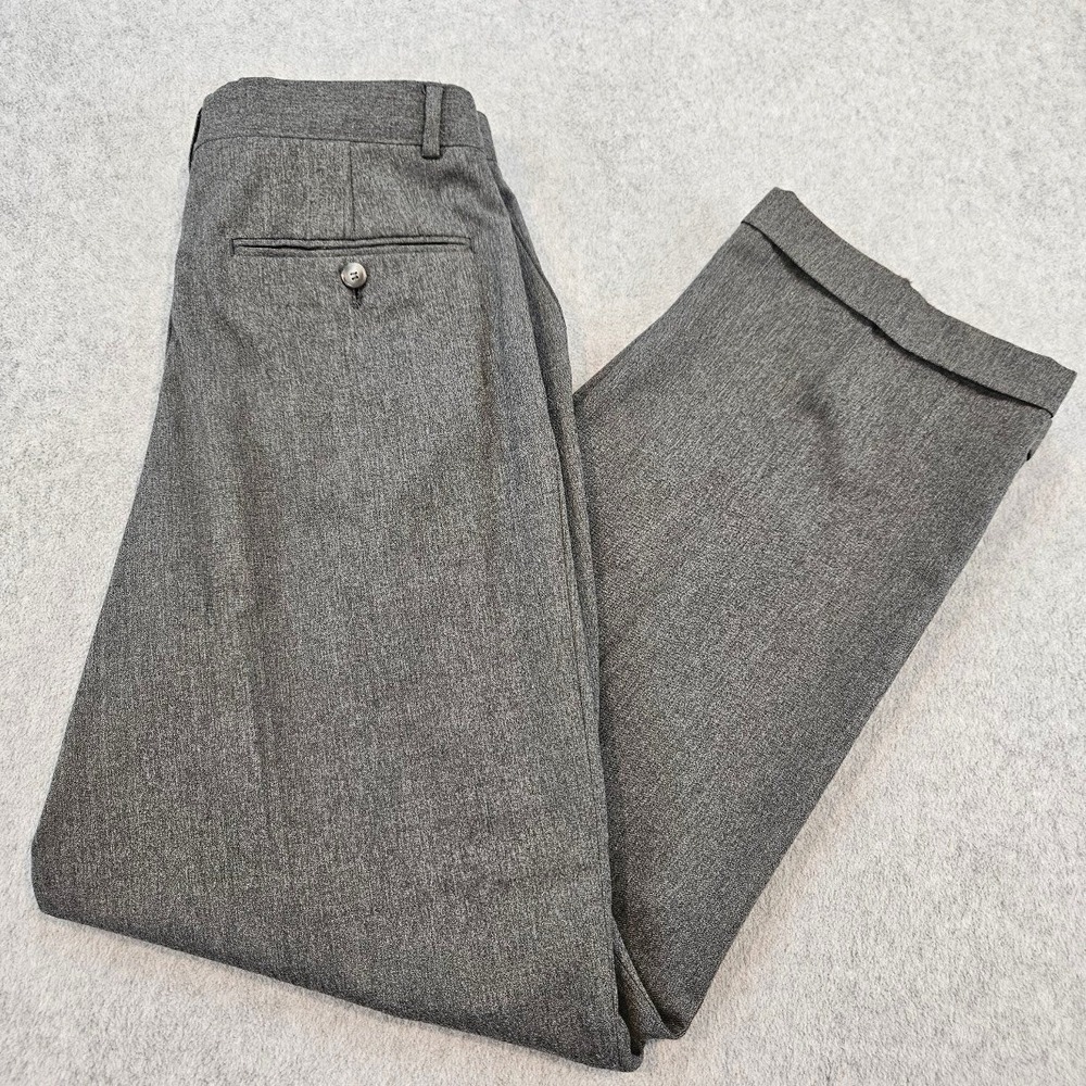 Louis Raphael Mens 32 Gray Pure Wool Pleated Cuffed Dress Pants Trousers